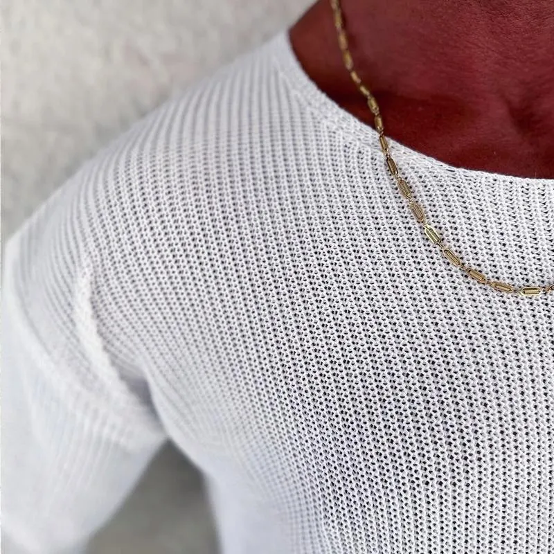 Men's Fashion Solid Color Round Neck Long Sleeve Knit Sweater 91759990Z sold by Manly product image thumbnail 4