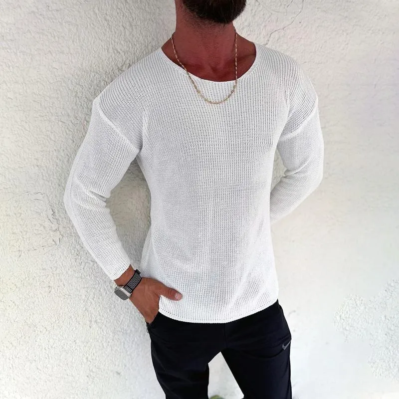 Men's Fashion Solid Color Round Neck Long Sleeve Knit Sweater 91759990Z sold by Manly product image thumbnail 3