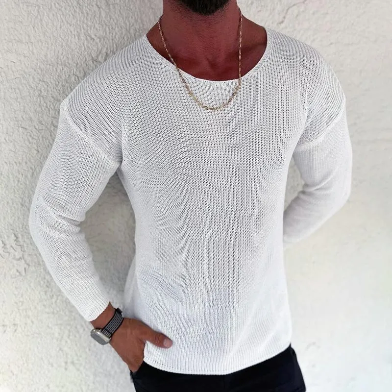 Men's Fashion Solid Color Round Neck Long Sleeve Knit Sweater 91759990Z sold by Manly product image thumbnail 2