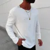 Men's Fashion Solid Color Round Neck Long Sleeve T-shirt 21359438Z sold by Manly