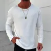 Men's Fashion Solid Color Round Neck Long Sleeve T-shirt 21359438Z sold by Manly