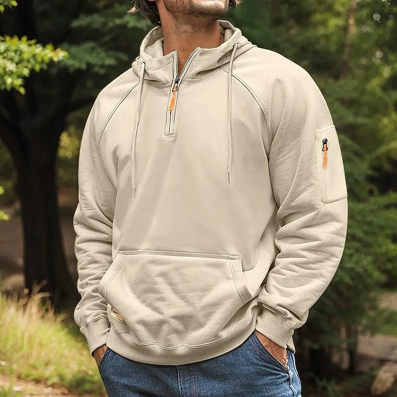 Men's Casual Half-Zip Multi-Pocket Hooded Sweatshirt 73248106Y sold by Manly product image thumbnail 3