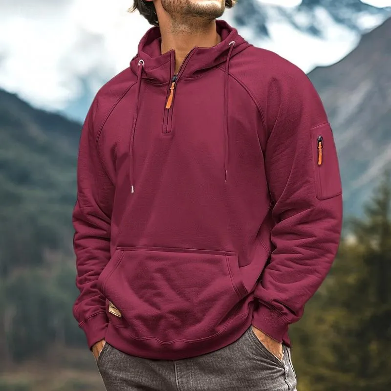 Men's Casual Half-Zip Multi-Pocket Hooded Sweatshirt 73248106Y sold by Manly product image thumbnail 5