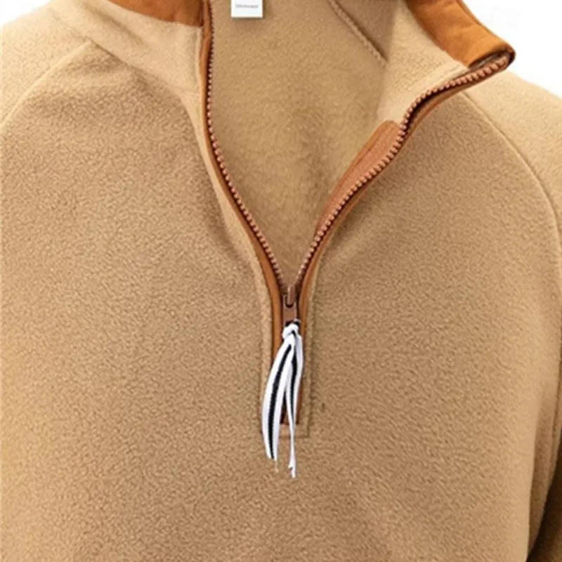 Men's Casual Solid Color Polar Fleece Half-Zip Stand Collar Long-Sleeved Sweatshirt 12323732Y sold by Manly product image thumbnail 5