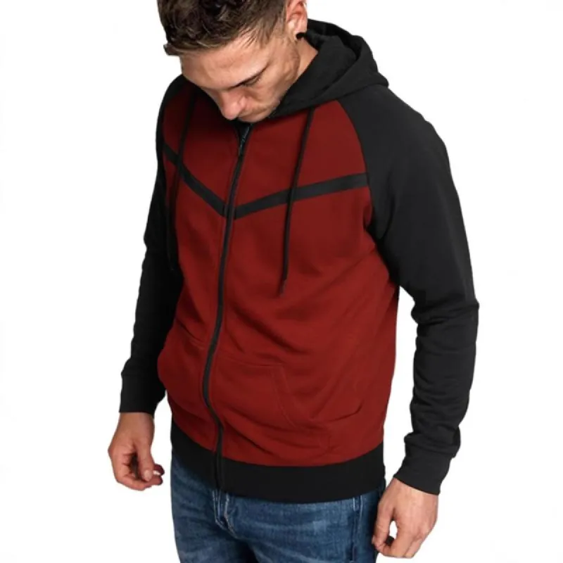 Men's Casual Color Matching Hooded Sweatshirt Jacket 73800577Y sold by Manly