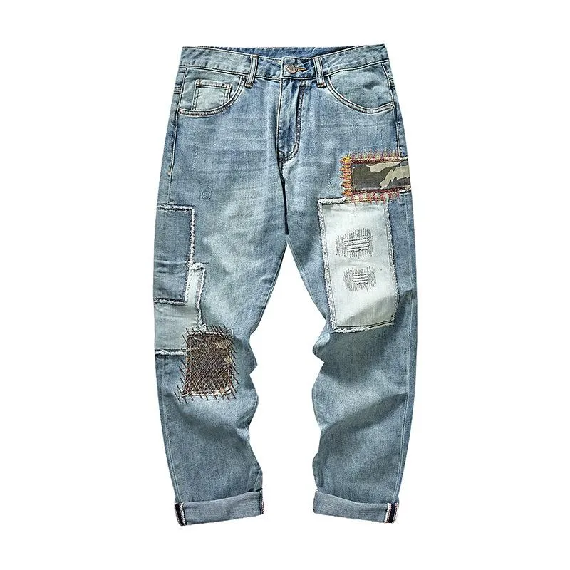 Men's Patchwork Embroidered Jeans 86112741Y sold by Manly