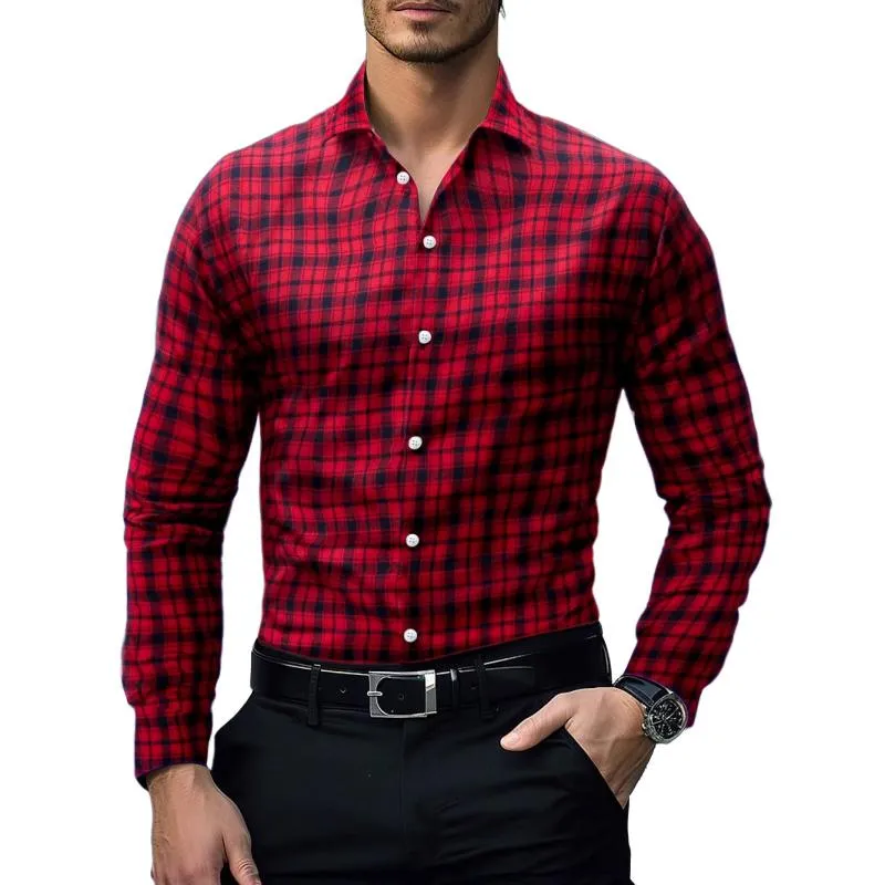 Men's Casual Plaid Long-Sleeved Shirt 85144499Y sold by Manly