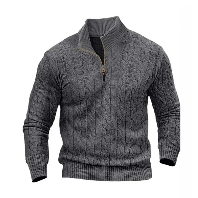 Men's Classic Casual Zip-Up Stand Collar Sweater 13752253K sold by Manly