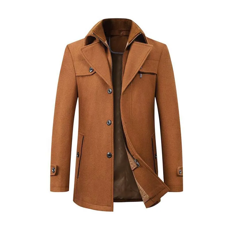 Men's Classic Casual Lapel Multi-pocket Wool Coat 18604143K sold by Manly