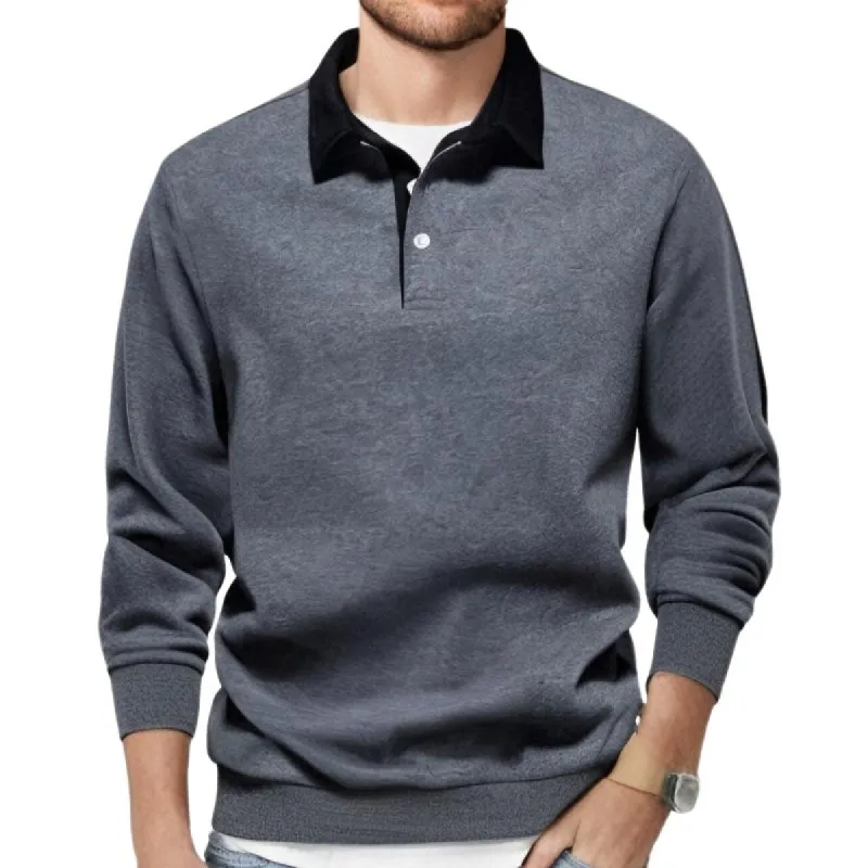 Men's Classic Casual Long Polo Neck Long Sleeve Sweatshirt 42878235K sold by Manly