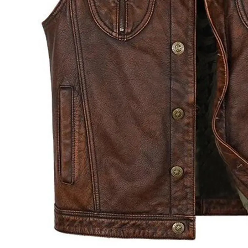 Men's Vintage Distressed Leather Vest 43660088U sold by Manly product image thumbnail 3