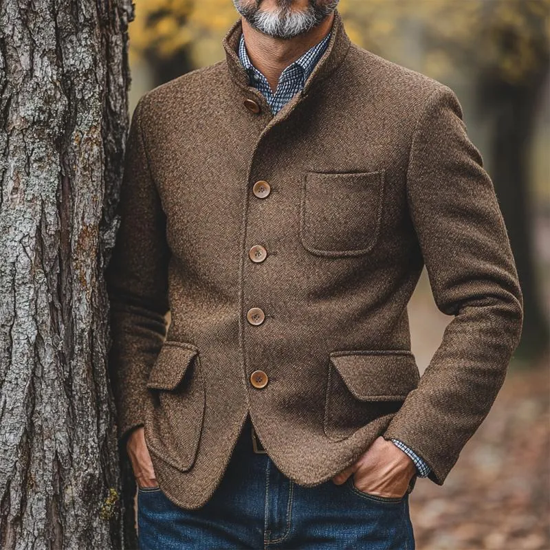 Men's Vintage Stand Collar Single Breasted Jacket 93990303U sold by Manly product image thumbnail 2