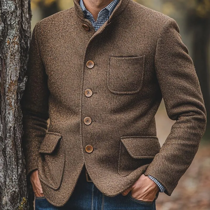 Men's Vintage Stand Collar Single Breasted Jacket 93990303U sold by Manly product image thumbnail 3