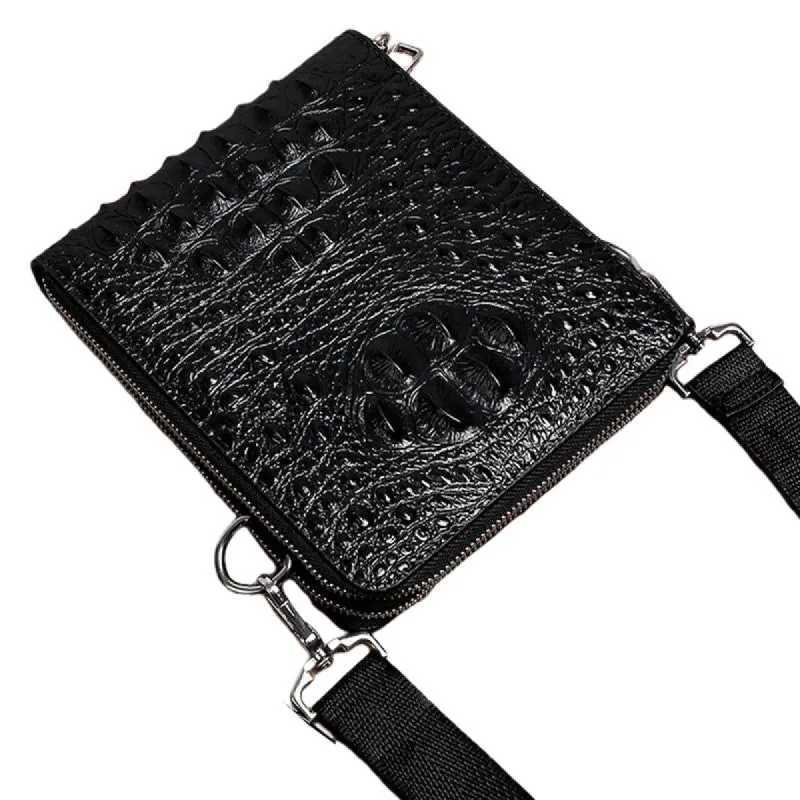 Men's Crocodile Pattern Large Capacity Shoulder Crossbody Leather Bag 70368673U sold by Manly