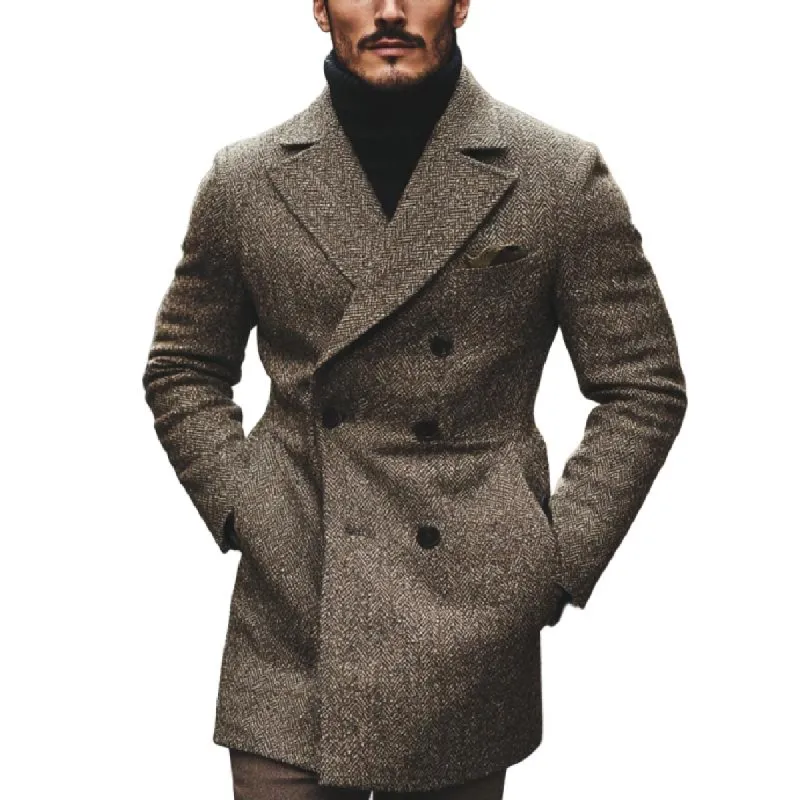 Men's Classic Gentleman's Thigh Length Double Breasted Coat 10843470K sold by Manly