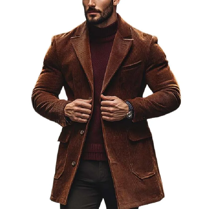 Men's Classic Casual Thigh-Length Corduroy Coat 15469205K sold by Manly