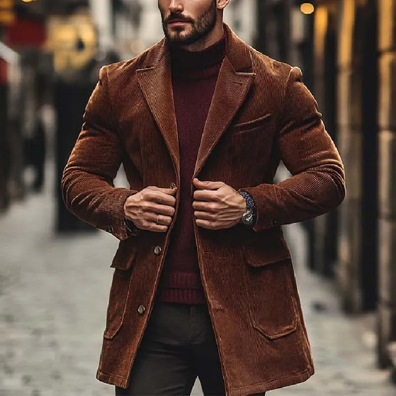 Men's Classic Casual Thigh-Length Corduroy Coat 15469205K sold by Manly product image thumbnail 2