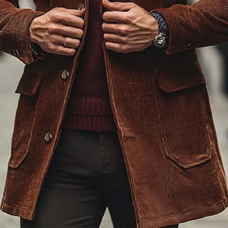 Men's Classic Casual Thigh-Length Corduroy Coat 15469205K sold by Manly product image thumbnail 4