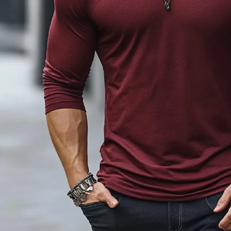 Men's Classic Basic Slim Fit V-neck Long Sleeve T-shirt 25694380K sold by Manly product image thumbnail 4