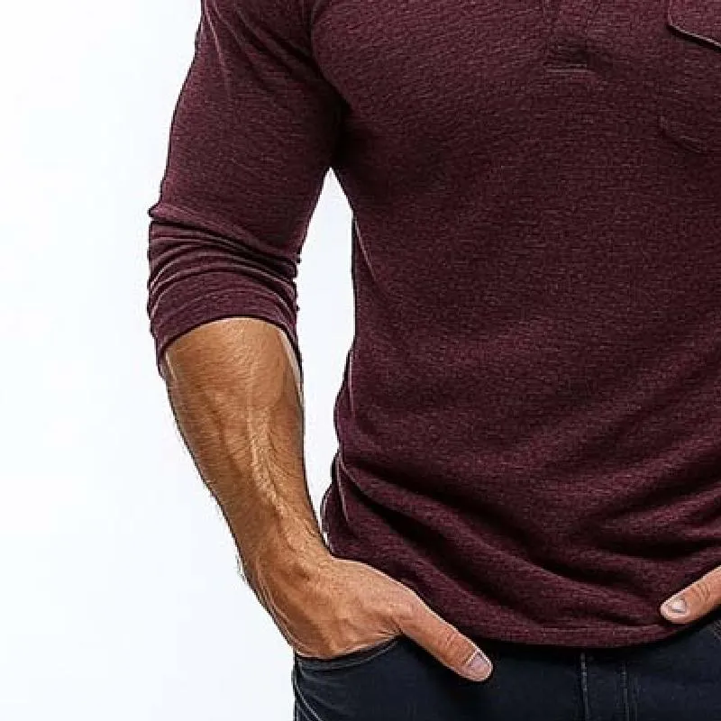 Men's Classic Casual Slim Pocket V-Neck Button Long Sleeve T-Shirt 10131221K sold by Manly product image thumbnail 4