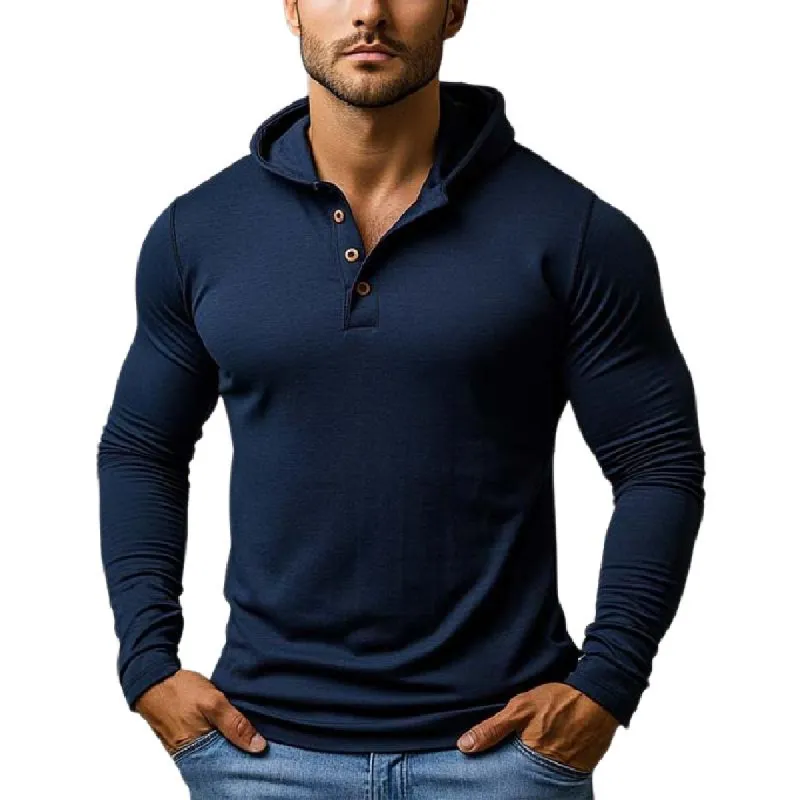 Men's Classic Casual Slim Fit V-Neck Hooded Long Sleeve T-Shirt 84561535K sold by Manly