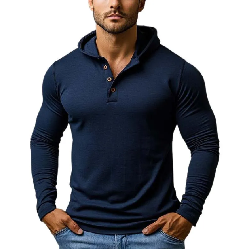 Men's Classic Casual Slim Fit V-Neck Hooded Long Sleeve T-Shirt 84561535K sold by Manly