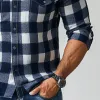 Men's Classic Casual Slim Fit Check Long Sleeve Shirt 24809991K sold by Manly