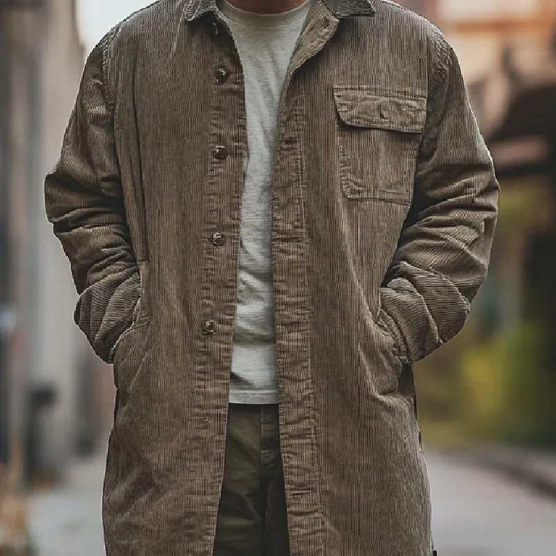 Men's Classic Mid-Length Lapel Corduroy Coat 86669311F sold by Manly product image thumbnail 3