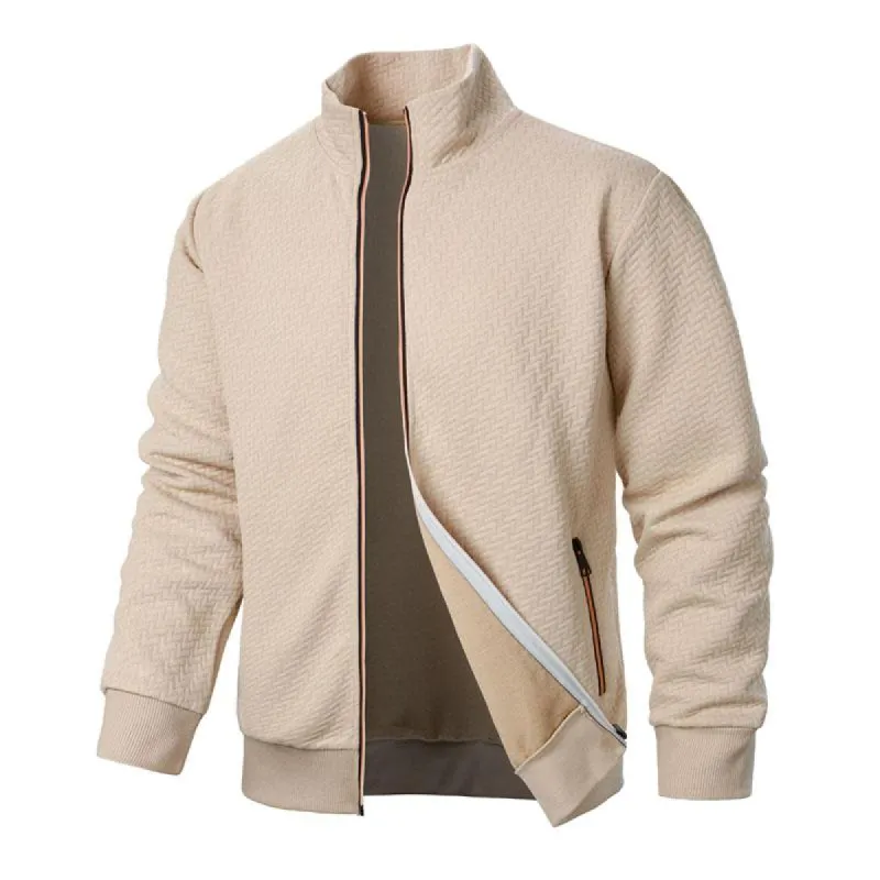 Men's Zipper Stand Collar Jacquard Jacket 64668785X sold by Manly