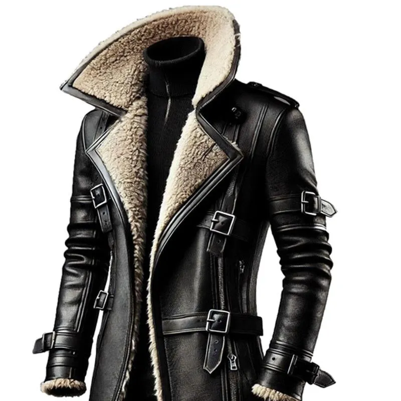 Men's Zippered Mid-length Leather Coat 88799708X sold by Manly product image thumbnail 2