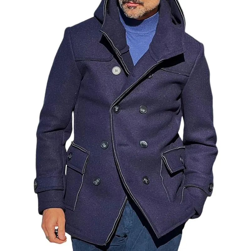 Men's Retro Casual Solid Color Stitching Hooded Jacket 25156696TO sold by Manly