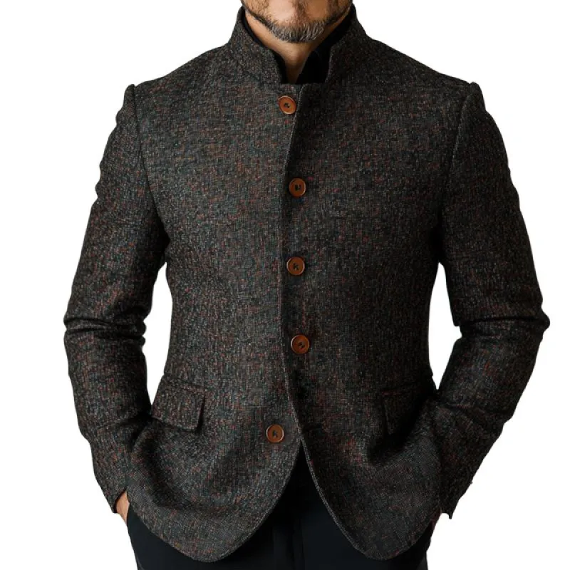 Men's Retro Casual Single Breasted Stand Collar Blazer 34760535TO sold by Manly