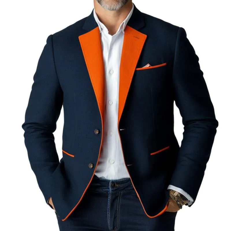 Men's Retro Casual Contrast Color Single Breasted Blazer 43048979TO sold by Manly