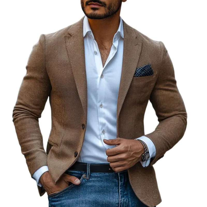 Men's Retro Small Peak Lapel Two Buttons Casual Blazer 80415394Z sold by Manly