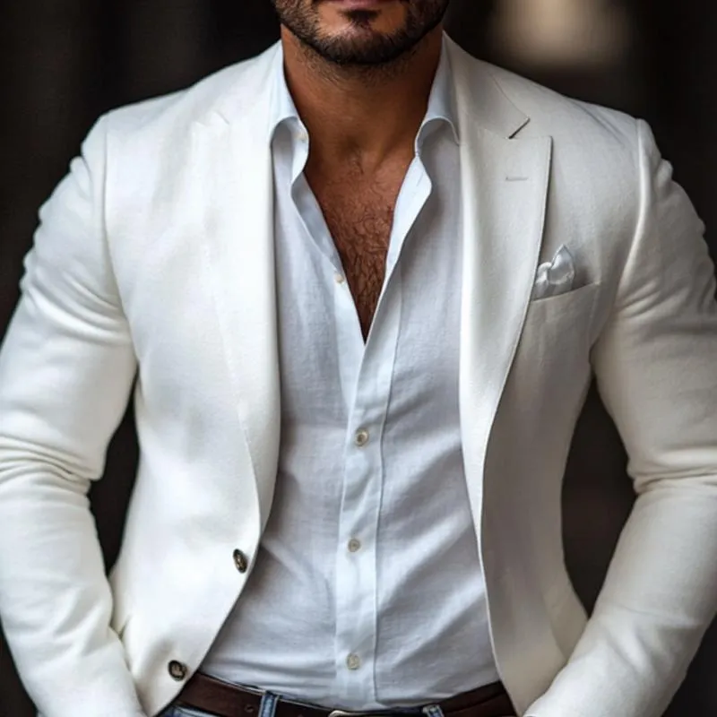 Men's Fashion Solid Color Dralon Notch Lapel Two Buttons Casual Blazer 27432999Z sold by Manly product image thumbnail 3