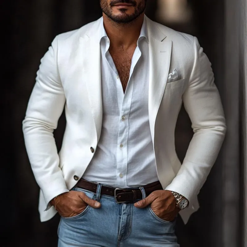 Men's Fashion Solid Color Dralon Notch Lapel Two Buttons Casual Blazer 27432999Z sold by Manly product image thumbnail 2