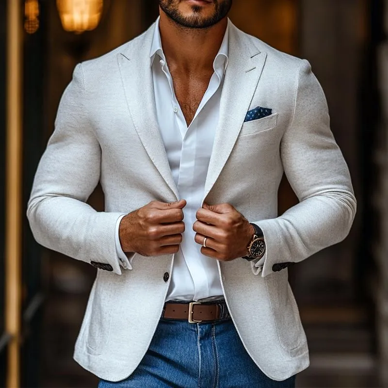 【24-hour shipping out】Men's Fashion Solid Color Peak Lapel Two Buttons Casual Blazer 78750746Z sold by Manly product image thumbnail 2