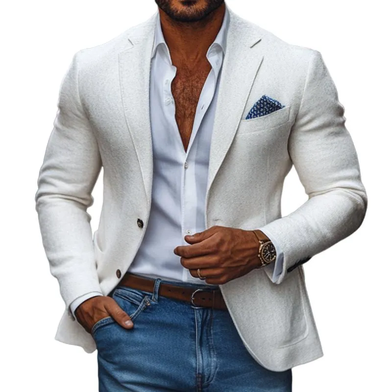Men's Fashion Solid Color Notch Lapel Two Buttons Casual Blazer 47125153Z sold by Manly