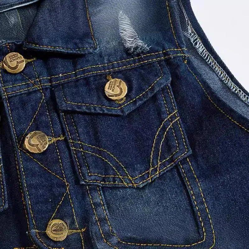 Men's Slim Fit Denim Ripped Vest 99343960U sold by Manly product image thumbnail 4