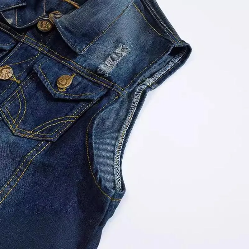 Men's Slim Fit Denim Ripped Vest 99343960U sold by Manly product image thumbnail 5