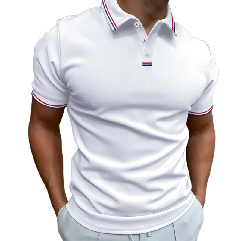 Men's Solid Color Lapel Short-sleeved POLO Shirt 49812648U sold by Manly