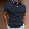Men's Solid Color Lapel Short-sleeved POLO Shirt 49812648U sold by Manly