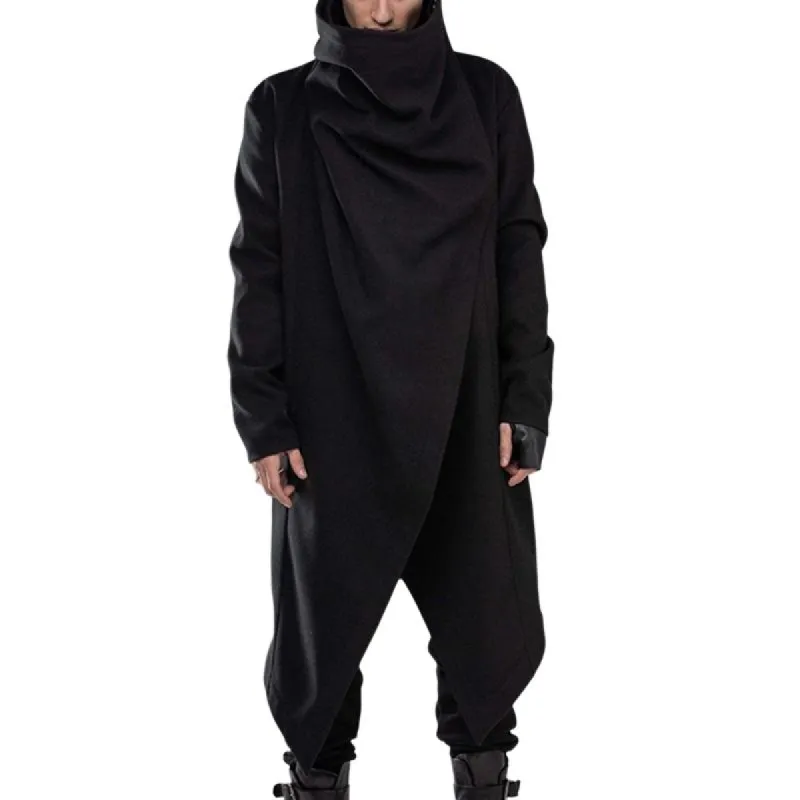 Men's Casual Cape Style High Collar Long Sleeve Irregular Coat 51124408K sold by Manly