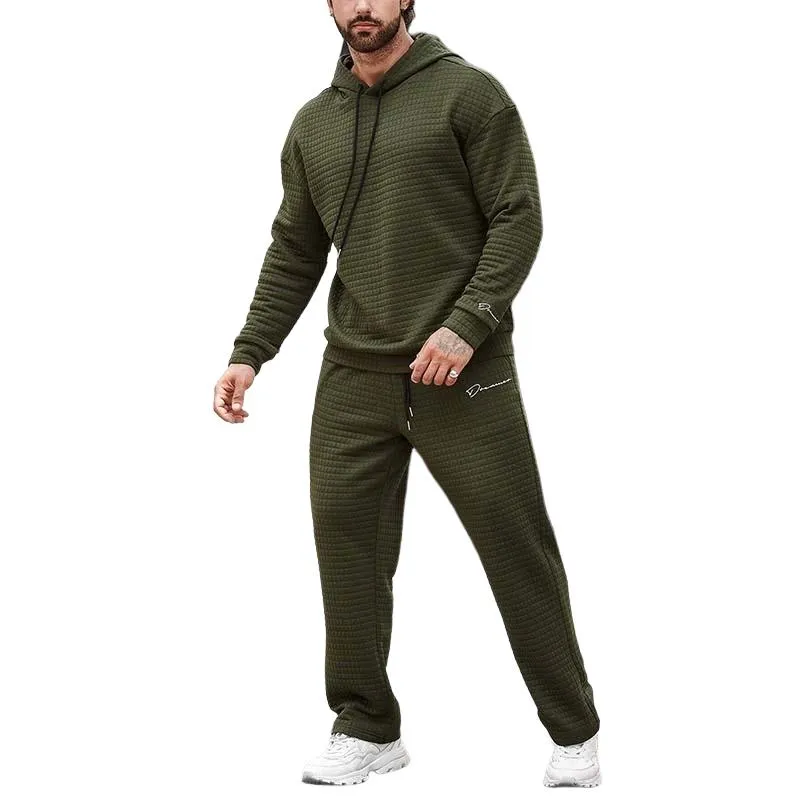 Men's Casual Hooded Long Sleeve Sweatshirt and Sweatpants Set 95487531K sold by Manly