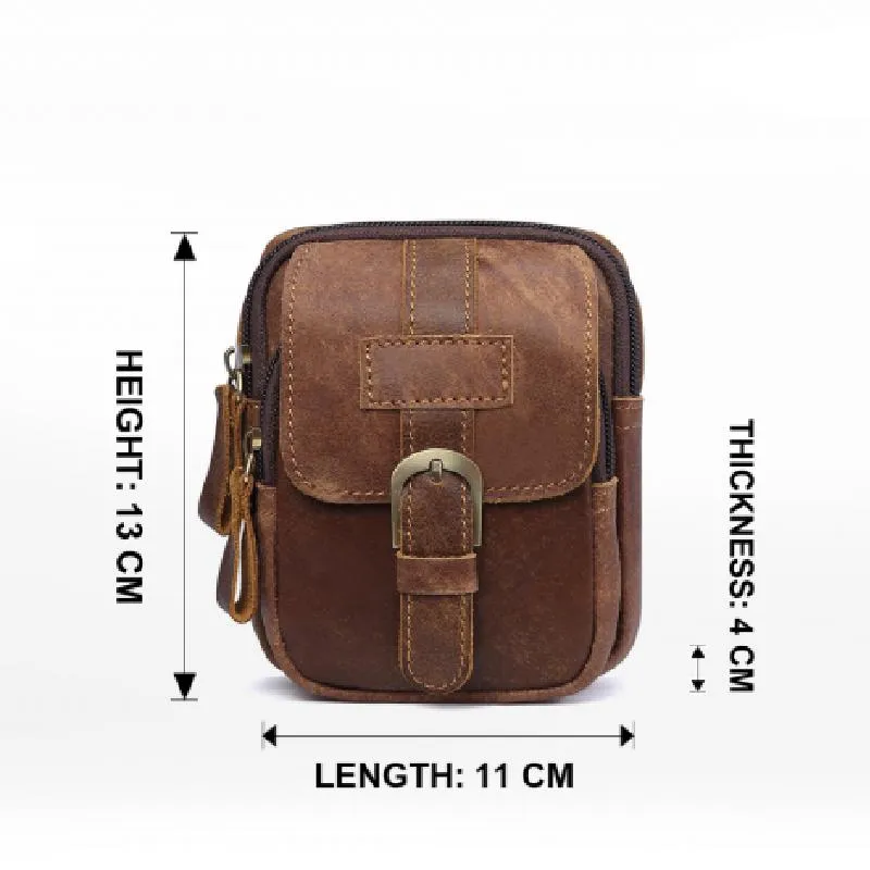 Men's Outdoor Leather Zipper Wear-resistant Waist Bag 85701469K sold by Manly product image thumbnail 4