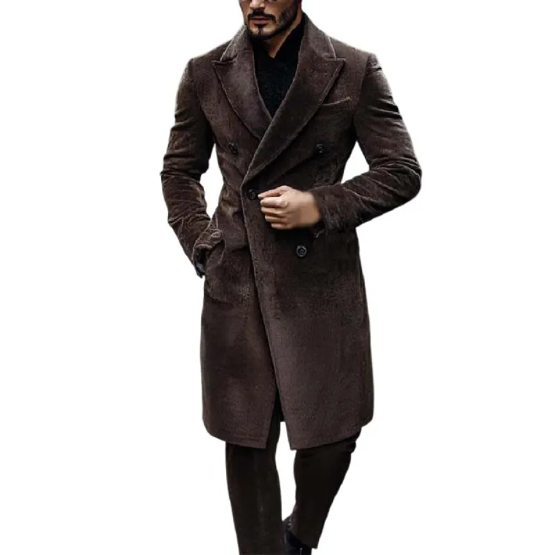Men's Classic Vintage Double Breasted Knee-Length Corduroy Coat 70778854K sold by Manly