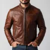 Men's Classic Vintage Casual Zip-Up Leather Jacket 20113466K sold by Manly