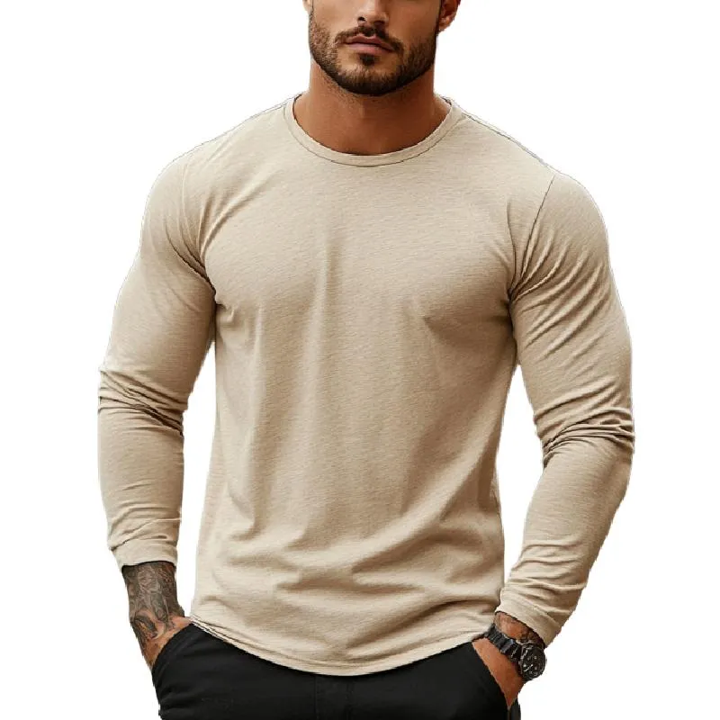 Men's Casual Comfortable Slim Fit Round NeckLong Sleeve T-shirt 38981585K sold by Manly
