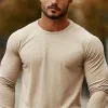 Men's Casual Comfortable Slim Fit Round NeckLong Sleeve T-shirt 38981585K sold by Manly