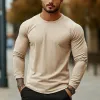 Men's Casual Comfortable Slim Fit Round NeckLong Sleeve T-shirt 38981585K sold by Manly